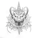 Lily with a dino mark and initial I  tattoo design idea