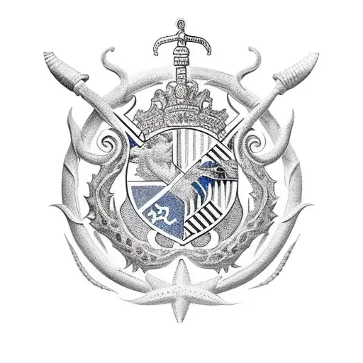 ESCUDO ATLETICO DE MADRID CON NEPTUNO DIOS DE LOS MARES tattoo design idea