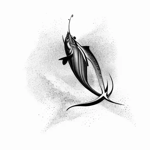 A majestic marlin leaping out of the water tattoo design idea