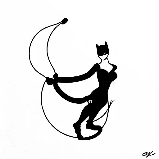 catwoman in a Bentley car tattoo design idea