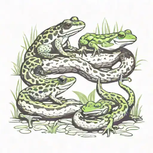 frogs salamander and snake tattoo design idea