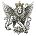 lion with crown winged  sword Vatican keys  tattoo design idea