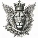 lion with crown winged  sword Vatican keys  tattoo design idea