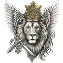 lion with crown winged  sword Vatican keys  tattoo design idea
