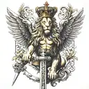 lion with crown winged  sword Vatican keys  tattoo design idea