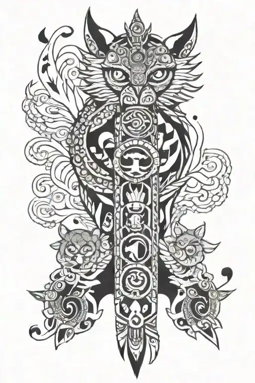 animal totem pole inspired tattoo design idea