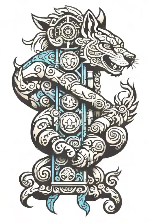 animal totem pole inspired tattoo design idea