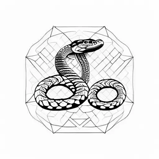 black and white geometric design with a rattlesnake tattoo design idea