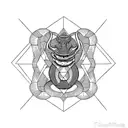 black and white geometric design with a rattlesnake tattoo design idea