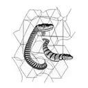 black and white geometric design with a rattlesnake tattoo design idea