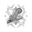 black and white geometric design with a rattlesnake tattoo design idea