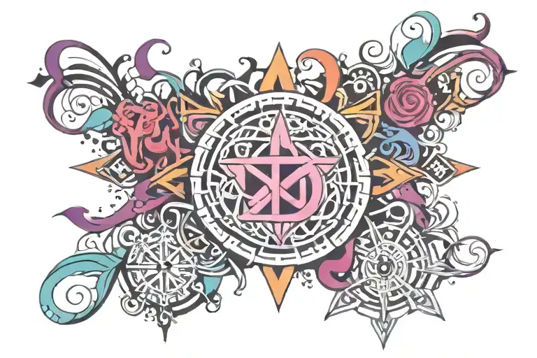 Religious symbols integrated tattoo design idea