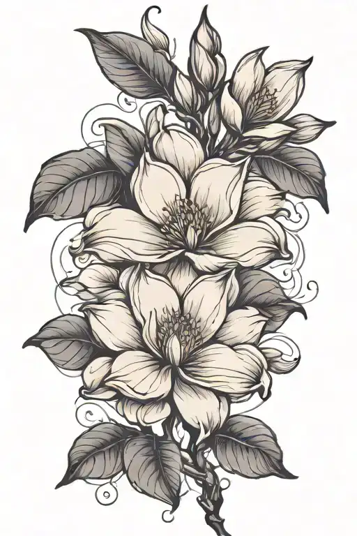 magnolia flower tattoo design idea