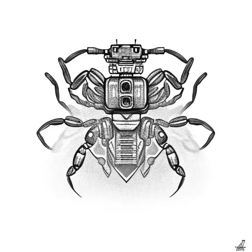 robotic scorpion mixed with normal scorpion  tattoo design idea