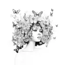 afro with butterflies In it tattoo design idea
