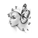 afro with butterflies In it tattoo design idea