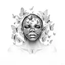 afro with butterflies In it tattoo design idea