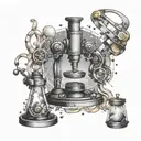 A tattoo design featuring a microscope, DNA strand, and a galaxy to represent your occupation as a scientist tattoo design idea