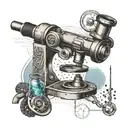 A tattoo design featuring a microscope, DNA strand, and a galaxy to represent your occupation as a scientist tattoo design idea