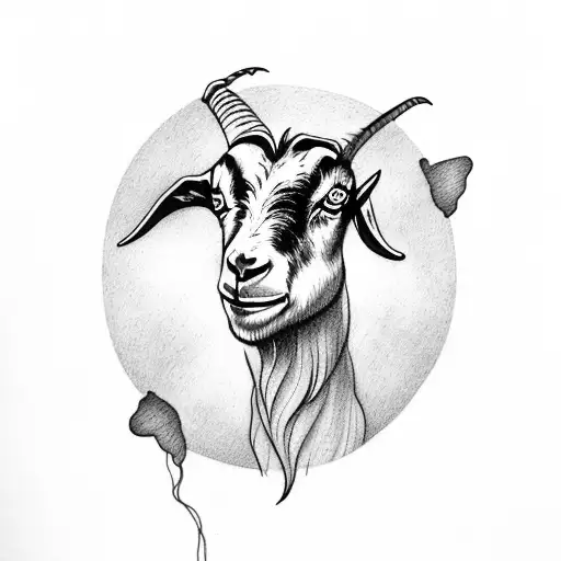 goat with 2 butts tattoo design idea