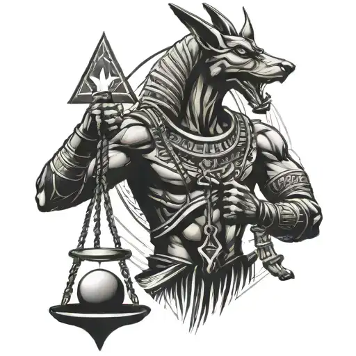 anubis holding the balance tattoo design idea