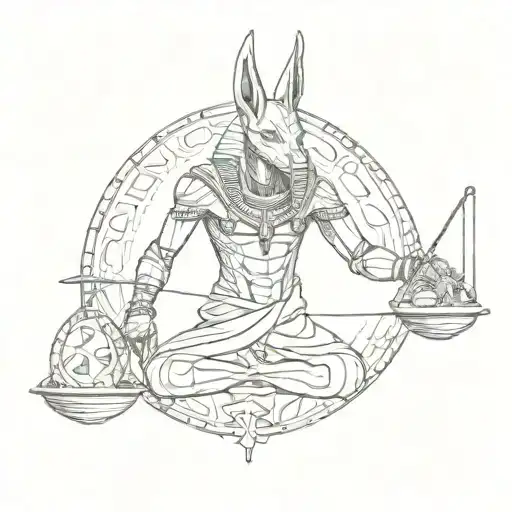 anubis holding the balance tattoo design idea