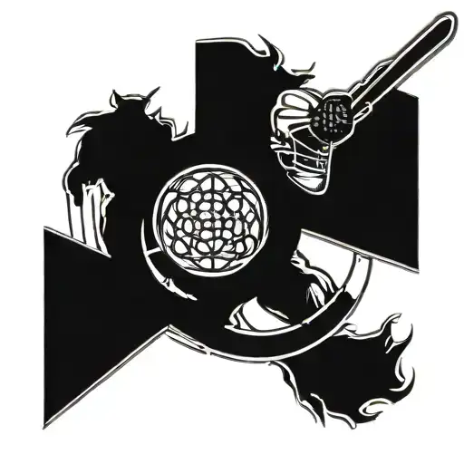 Olympic rings with lacrosse goalie stick  tattoo design idea