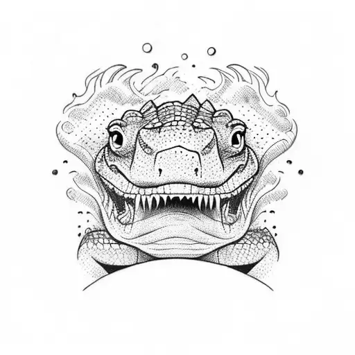 crocodile swimming tattoo design idea