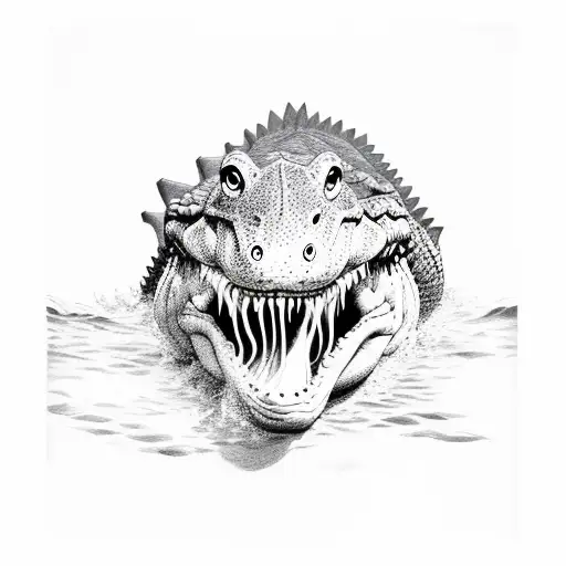 crocodile swimming tattoo design idea