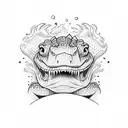 crocodile swimming tattoo design idea