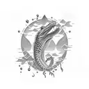crocodile swimming tattoo design idea