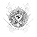 dagger with self love symbol tattoo design idea