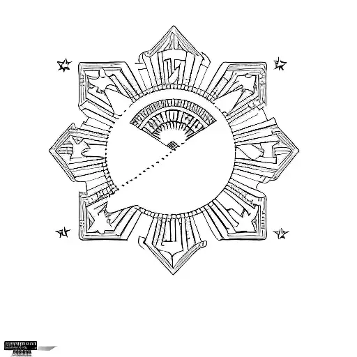 the flag of the philippines but instead of stars and sun change it into gears tattoo design idea