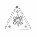 a triangle with an 8 teeth spur gear in the middle and 5 teeth spur gear on each corner tattoo design idea
