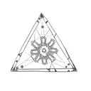 a triangle with an 8 teeth spur gear in the middle and 5 teeth spur gear on each corner tattoo design idea