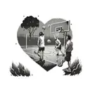 A basketball court with the client's family and friends cheering from the sidelines, representing the importance of loved ones in their life tattoo design idea
