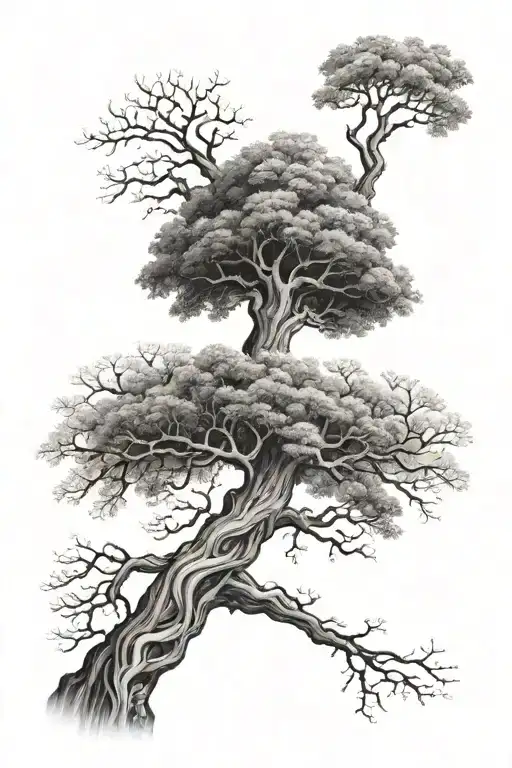 upside down tree growing tattoo design idea