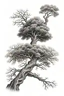 upside down tree growing tattoo design idea