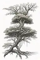 upside down tree growing tattoo design idea