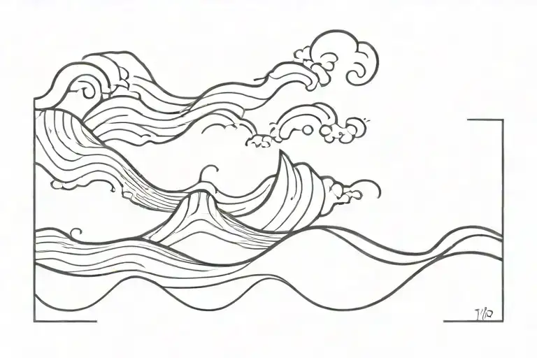 simple tattoo of three waves tattoo design idea