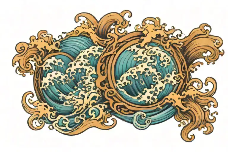 three ocean waves tattoo design idea