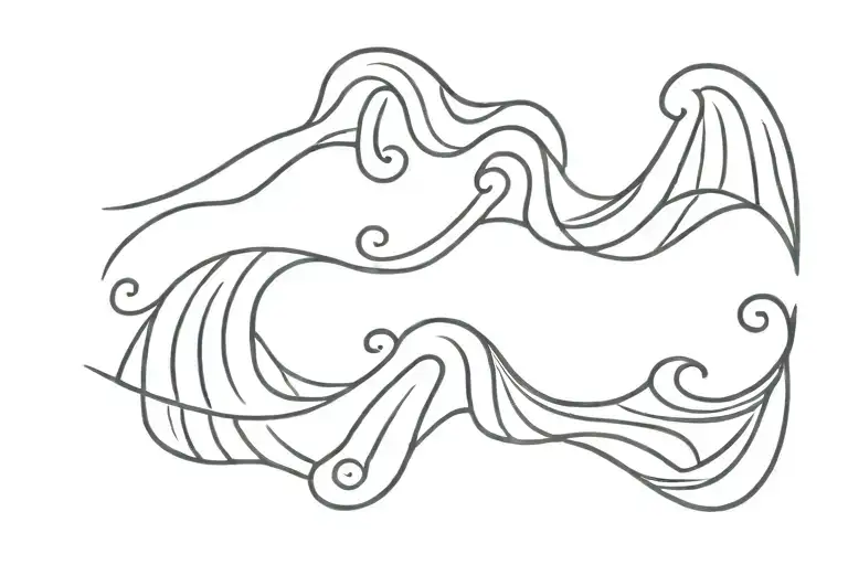 simple tattoo of three waves representing children  tattoo design idea