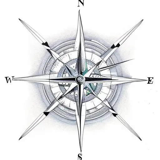 compass with a dragonfly, and a sea turtle tattoo design idea