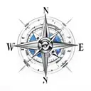 compass with a dragonfly, and a sea turtle tattoo design idea