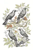 fauna flora pattern tapestry snake wrapped crows foliage leaves berries  tattoo design idea