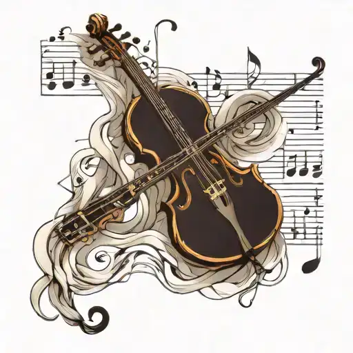 ying iang black a human shadow white musical notes not human beeing, just the shadow tattoo design idea