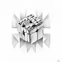 basketball with Rubik's cube  tattoo design idea