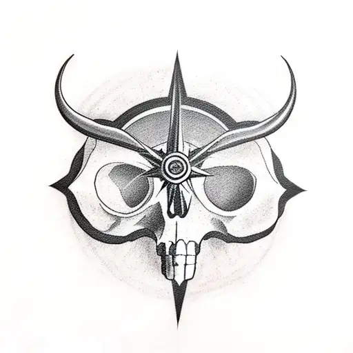 compass skull bear claw  tattoo design idea