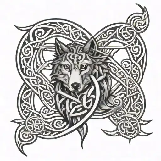 celtic love knot family rune and celtic wolf head tattoo design idea