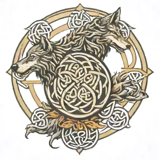 celtic love knot family rune and celtic wolf head tattoo design idea